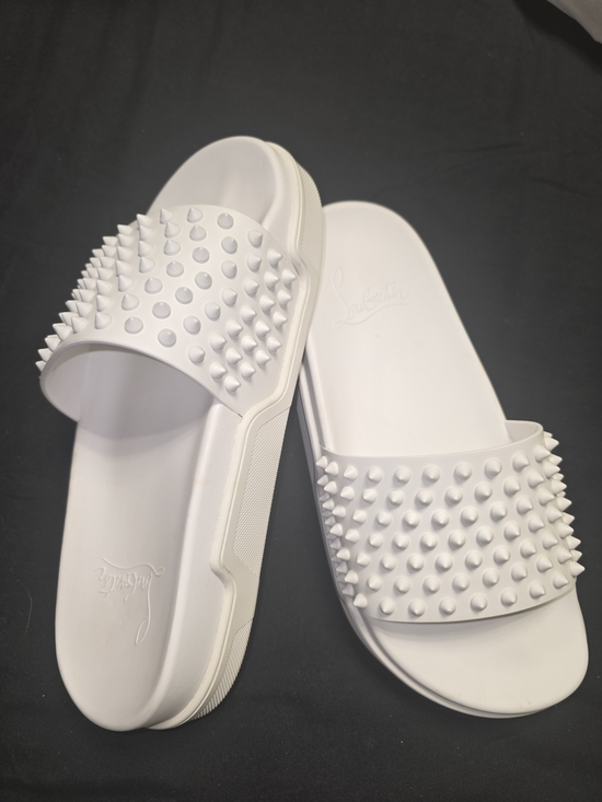 Christian Louboutin Shoes - Christian Louboutin White Studded Slide Sandals